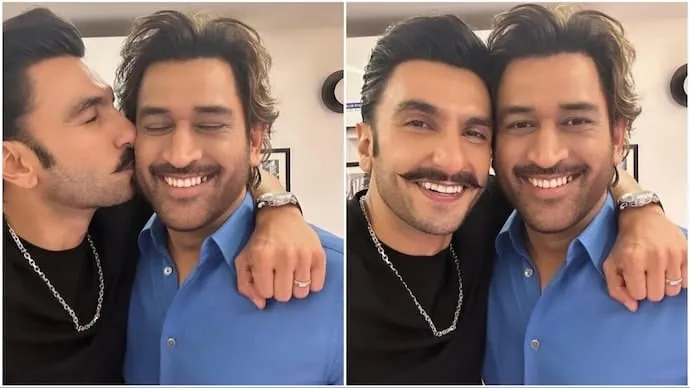 अभिनेता रणवीर सिंह ने गाल पर किया किस : अपने पोस्ट को कैप्शन दिया, “मेरा माही