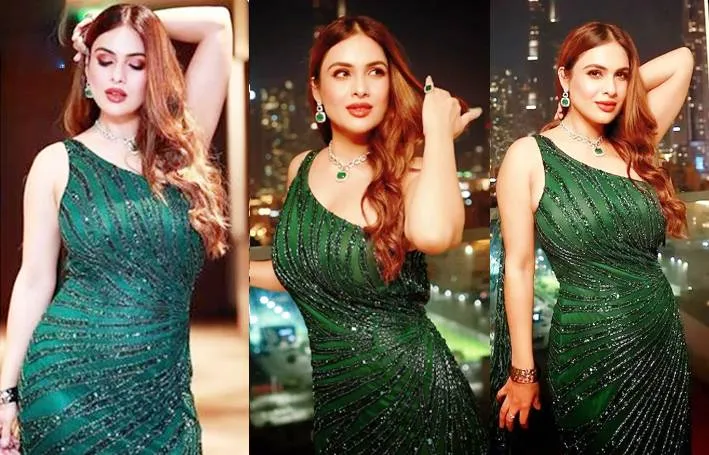 Neha Malik ने बिखेरा जलवा, ग्रीन रिवीलिंग गाउन में तस्वीरें वायरल