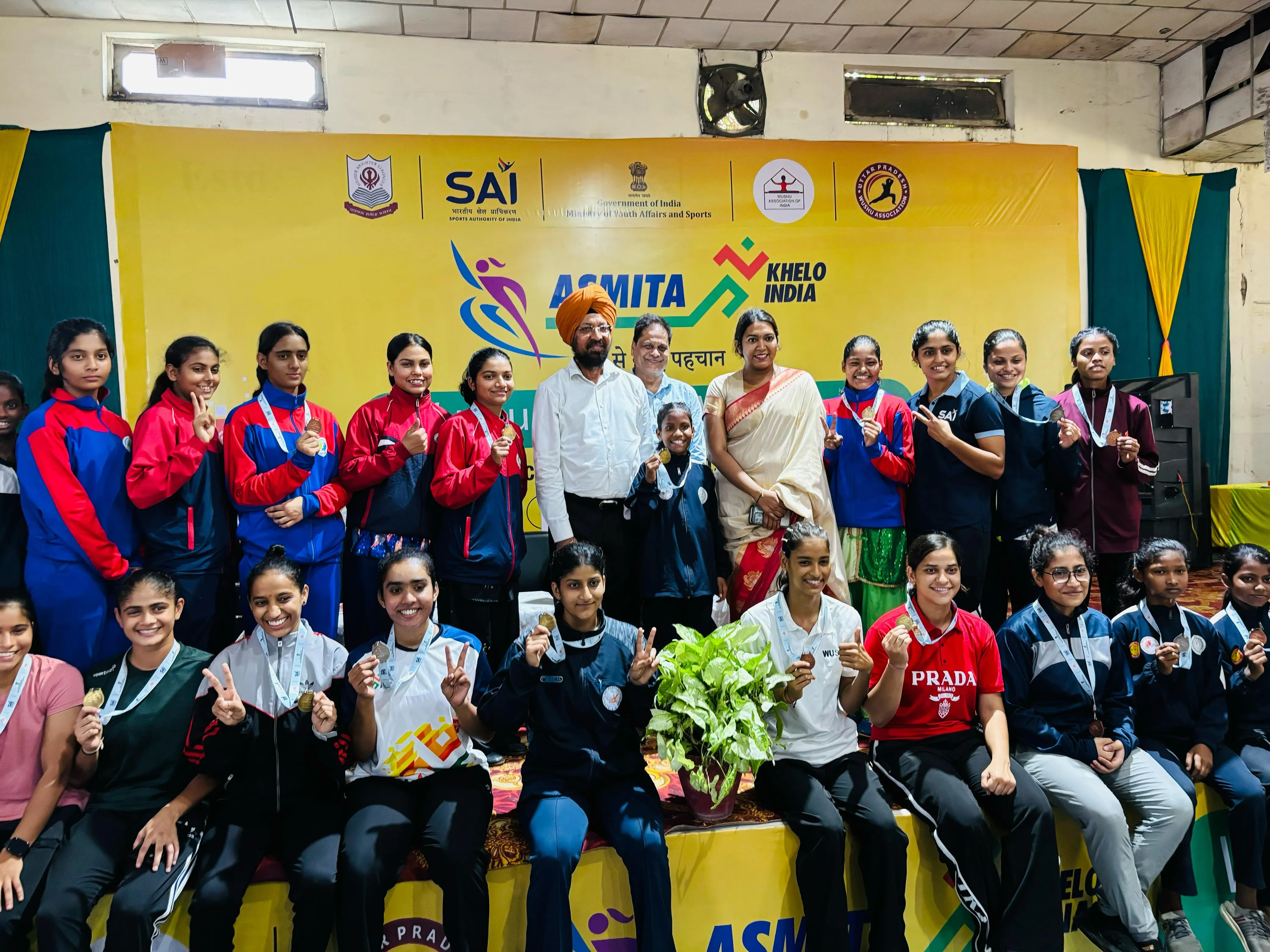 महिला वुशु वेस्ट जोन लीग मेरठ उत्तर प्रदेश में Madhya Pradesh तृतीय स्थान पर