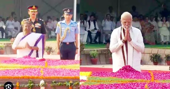 President Murmu और प्रधानमंत्री मोदी ने किया बापू को नमन, राजघाट पर श्रद्धांजलि कार्यक्रम
