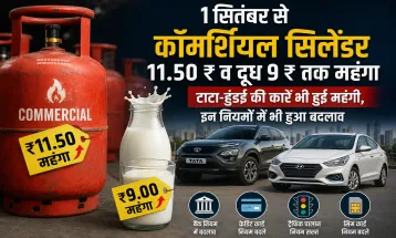 1 सितंबर से Commercial Cylinders 11.50 व दूध 9 रुपए तक महंगा, टाटा-हुंडई की कारें भी हुईं महंगी, इन नियमों में भी हुआ बदलाव
